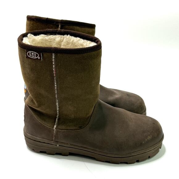 Emu Ridge Brown Boots Mens Size 7 Australian Suede Wool Lining Mid Calf - Picture 1 of 11